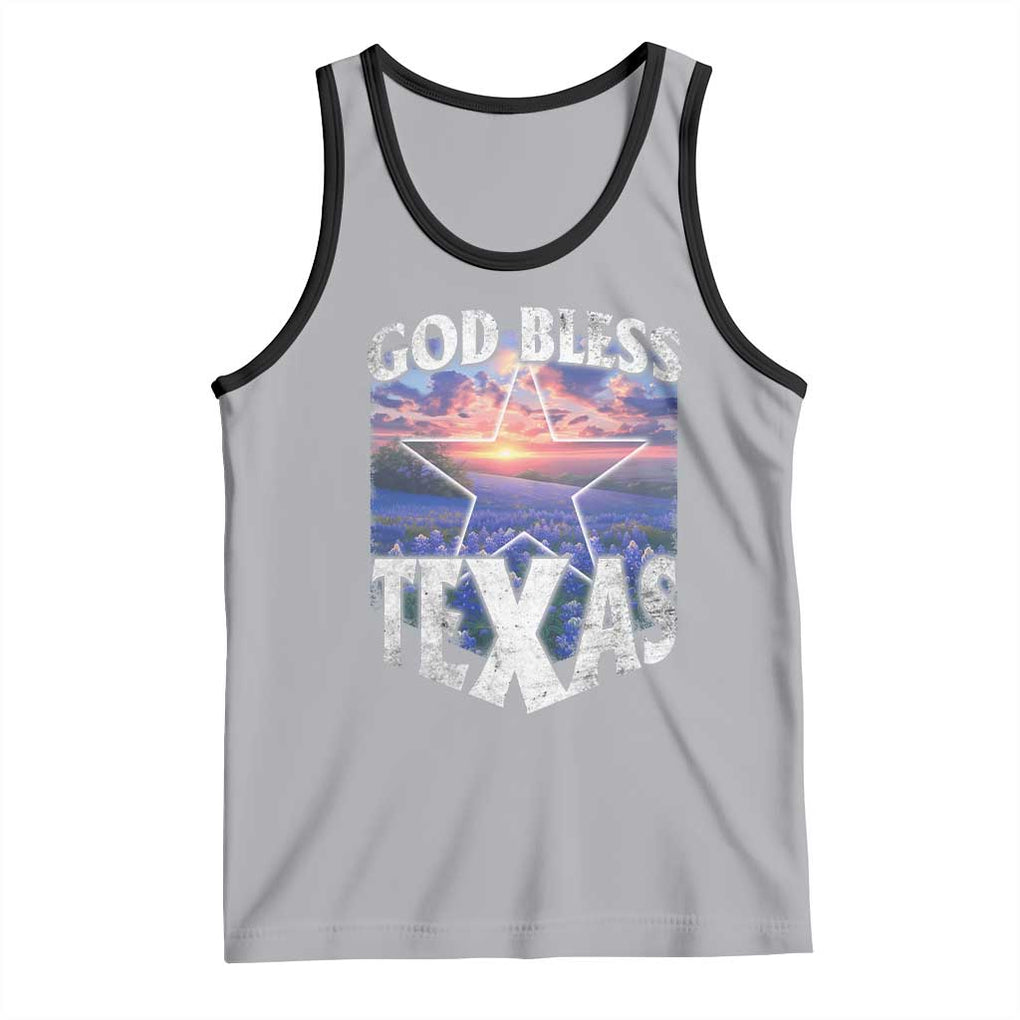 Bluebonnet Field God Bless Texas Tank Top TS09 Athletic Heather Black Print Your Wear