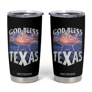 Bluebonnet Field God Bless Texas Tumbler Cup TS09 Black Print Your Wear