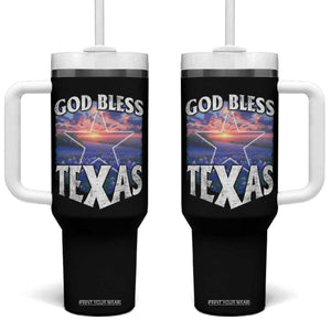 Bluebonnet Field God Bless Texas Tumbler With Handle TS09 One Size: 40 oz Black Print Your Wear