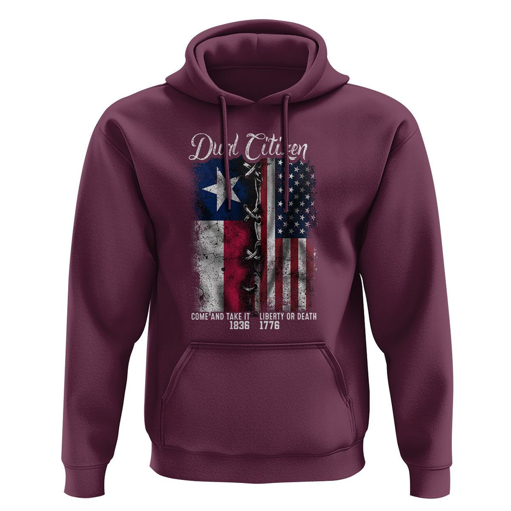 Dual Citizen Texan American Hoodie TS09 Maroon Print Your Wear