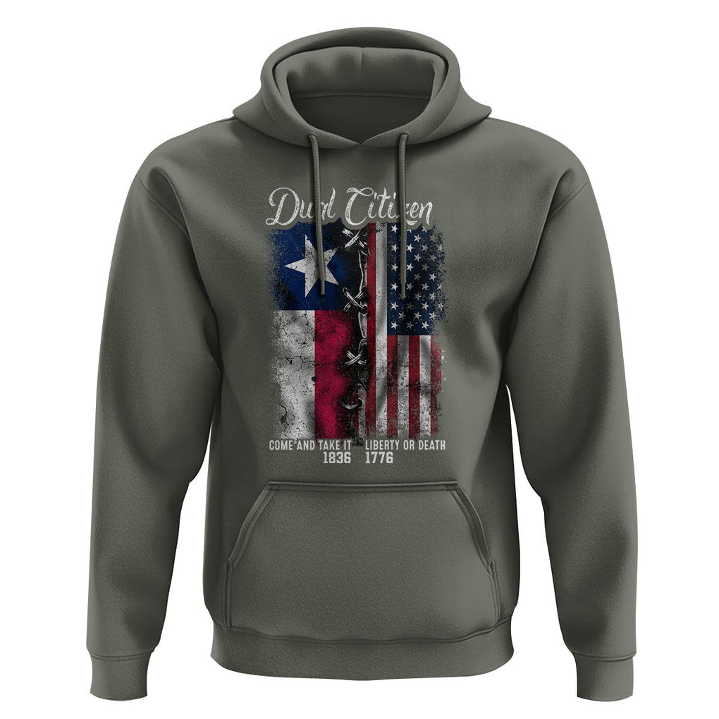 Dual Citizen Texan American Hoodie TS09 Military Green Print Your Wear