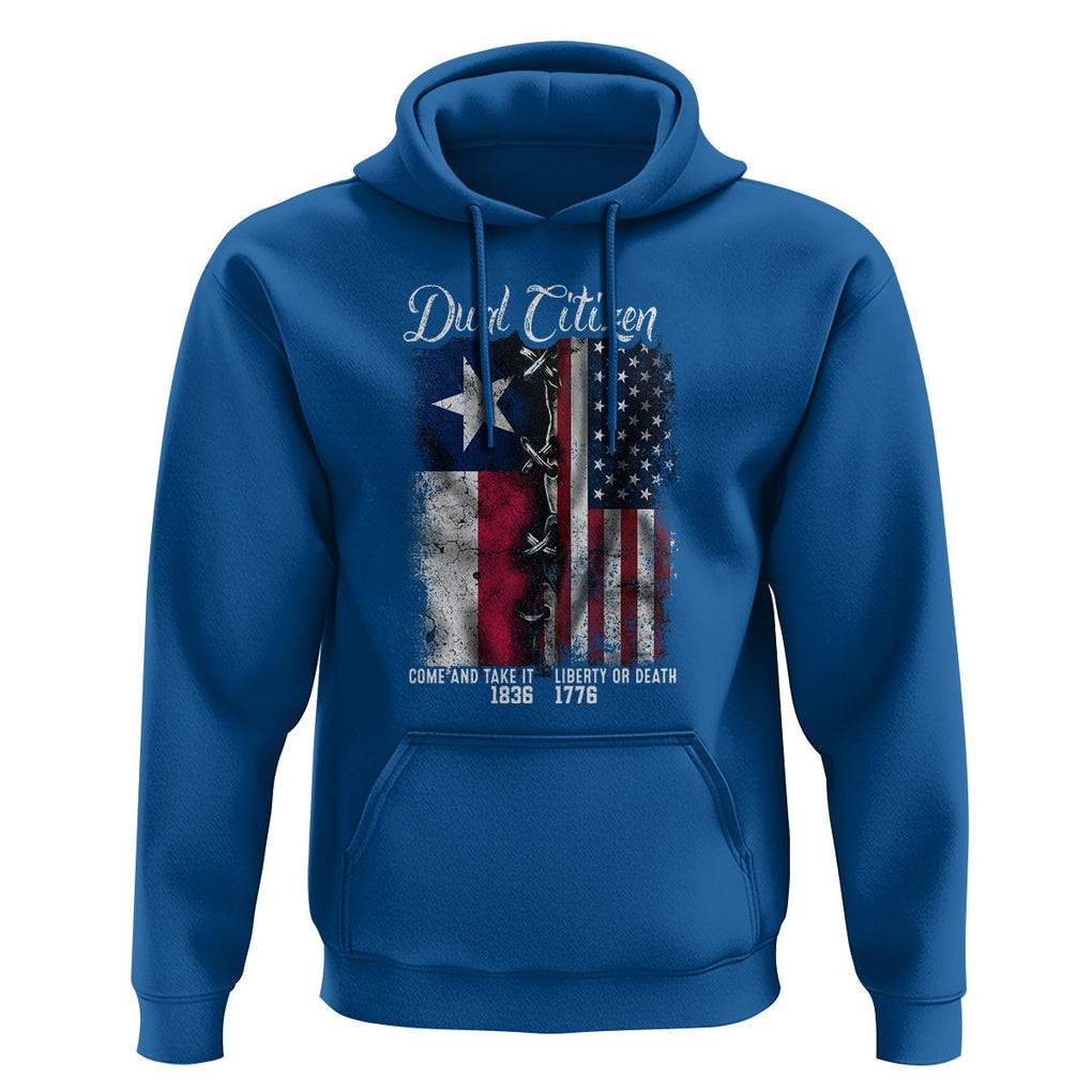Dual Citizen Texan American Hoodie TS09 Royal Blue Print Your Wear