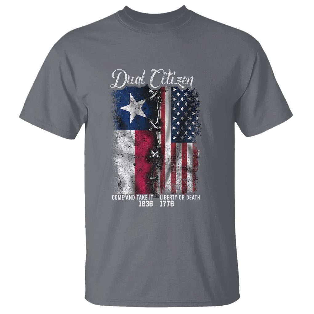 Dual Citizen Texan American T Shirt TS09 Charcoal Print Your Wear