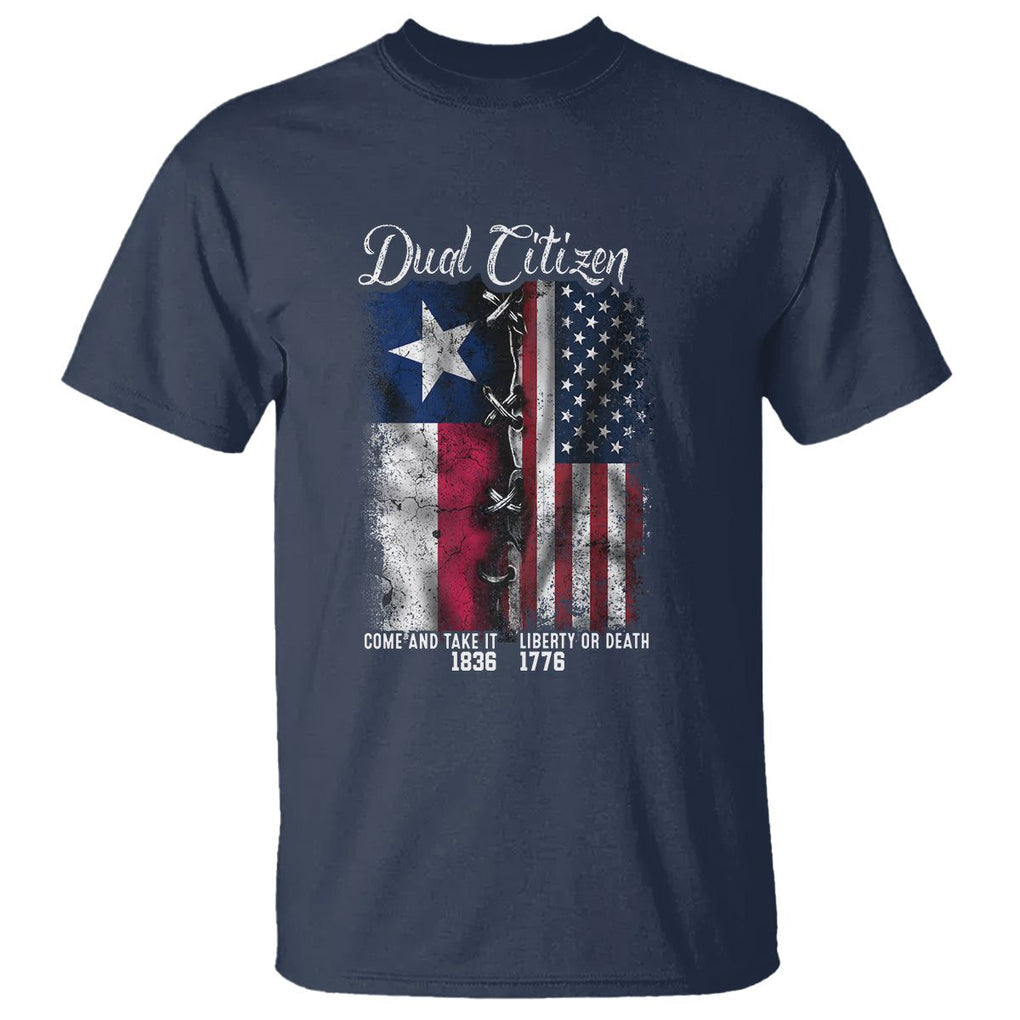 Dual Citizen Texan American T Shirt TS09 Navy Print Your Wear
