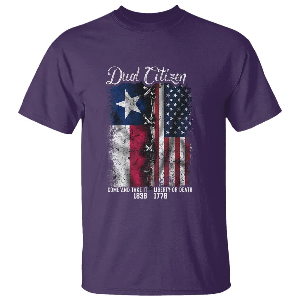 Dual Citizen Texan American T Shirt TS09 Purple Print Your Wear