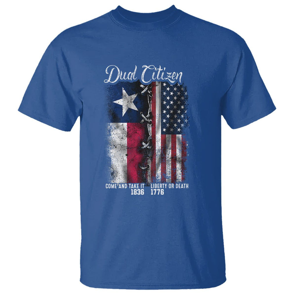Dual Citizen Texan American T Shirt TS09 Royal Blue Print Your Wear
