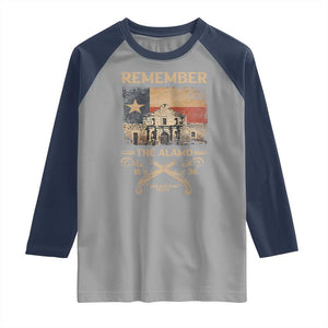 Texas Raglan Shirt Remember The Alamo San Antonio 1836 TS09 Sport Gray Navy Print Your Wear