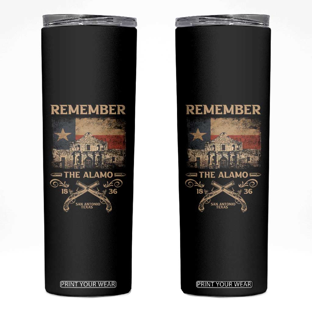 Texas Skinny Tumbler Remember The Alamo San Antonio 1836 TS09 Black Print Your Wear