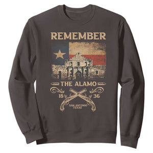 Texas Sweatshirt Remember The Alamo San Antonio 1836 TS09 Dark Chocolate Print Your Wear