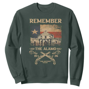 Texas Sweatshirt Remember The Alamo San Antonio 1836 TS09 Dark Forest Green Print Your Wear