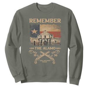 Texas Sweatshirt Remember The Alamo San Antonio 1836 TS09 Military Green Print Your Wear