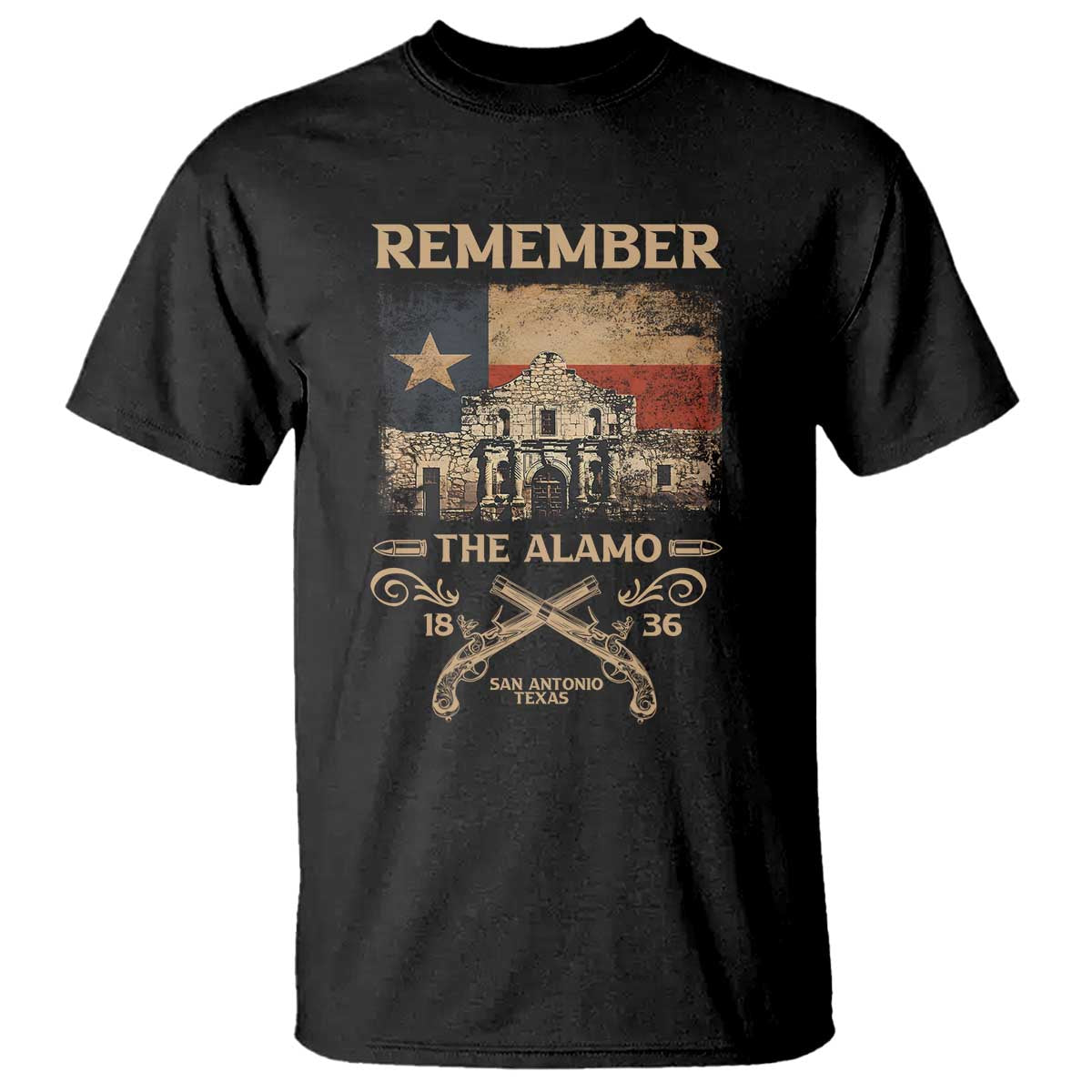 Texas T Shirt Remember The Alamo San Antonio 1836 TS09 Black Print Your Wear