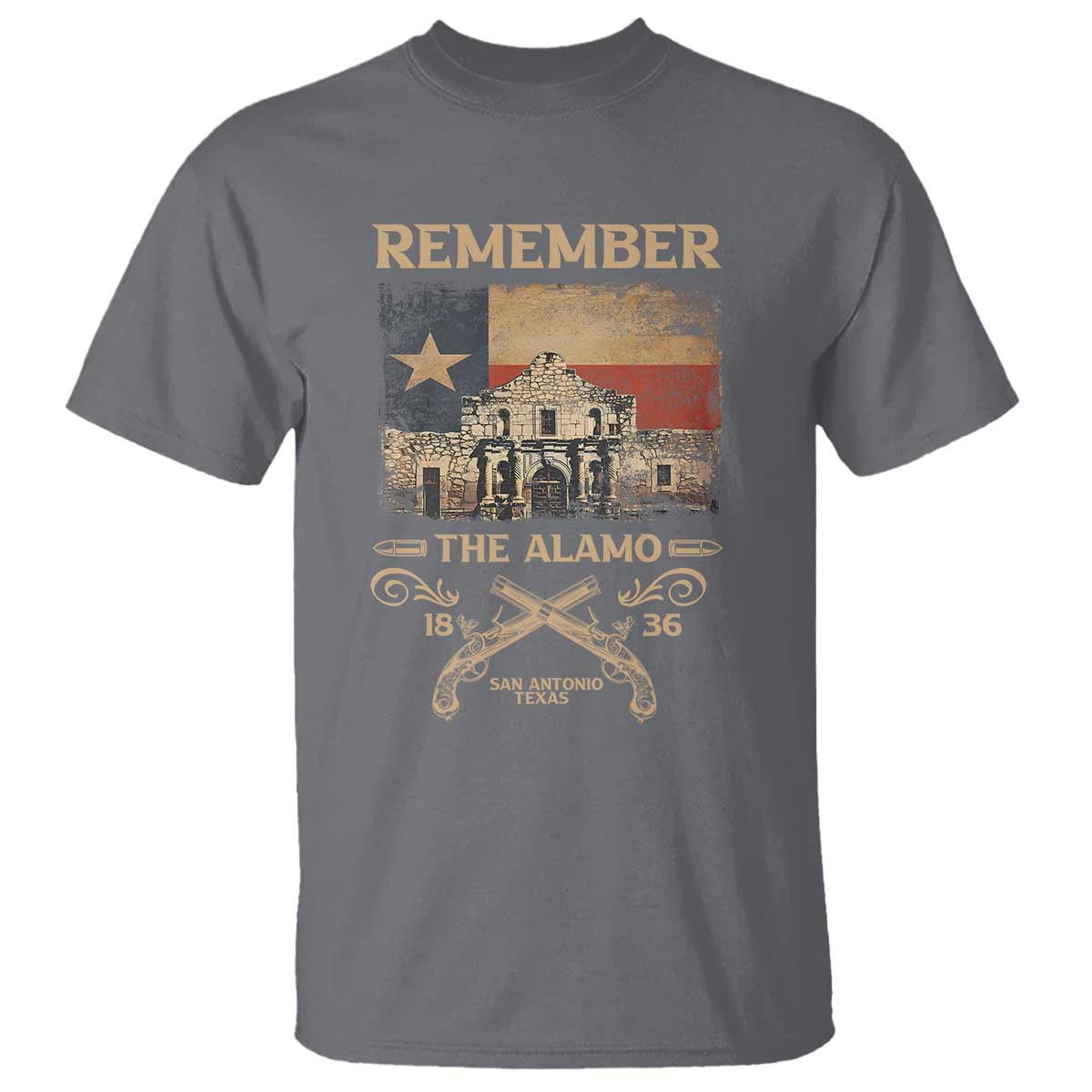Texas T Shirt Remember The Alamo San Antonio 1836 TS09 Charcoal Print Your Wear