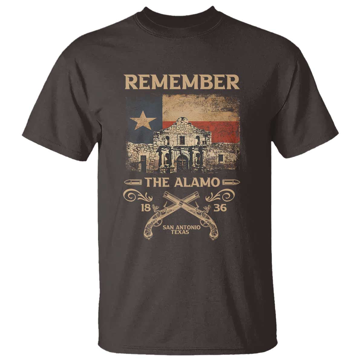 Texas T Shirt Remember The Alamo San Antonio 1836 TS09 Dark Chocolate Print Your Wear
