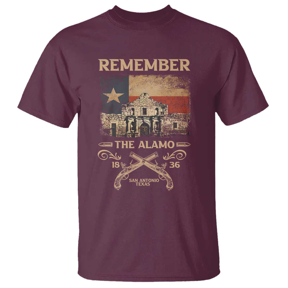 Texas T Shirt Remember The Alamo San Antonio 1836 TS09 Maroon Print Your Wear