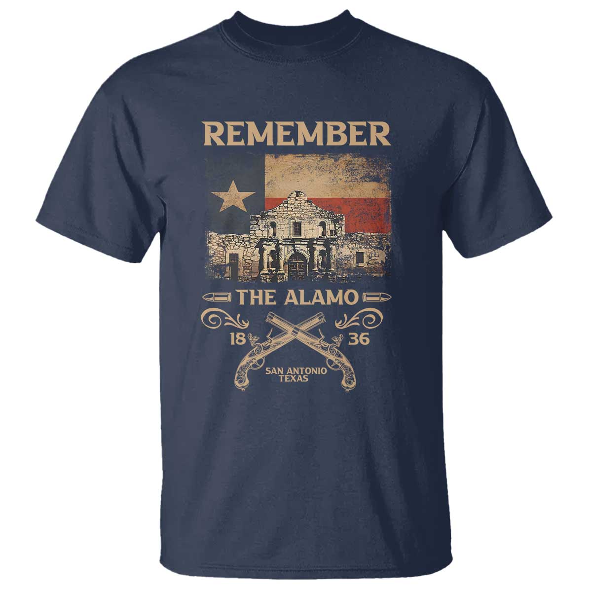 Texas T Shirt Remember The Alamo San Antonio 1836 TS09 Navy Print Your Wear
