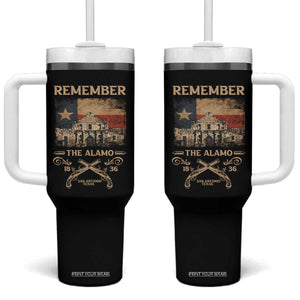 Texas Tumbler With Handle Remember The Alamo San Antonio 1836 TS09 One Size: 40 oz Black Print Your Wear