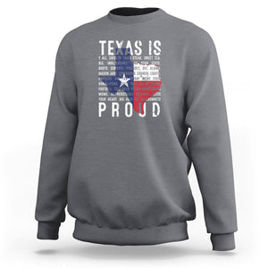 Texas Sweatshirt Proud Taxan List Of Words That Describe Texas TS09 Charcoal Print Your Wear