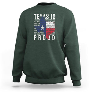 Texas Sweatshirt Proud Taxan List Of Words That Describe Texas TS09 Dark Forest Green Print Your Wear