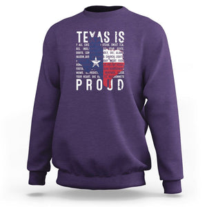 Texas Sweatshirt Proud Taxan List Of Words That Describe Texas TS09 Purple Print Your Wear