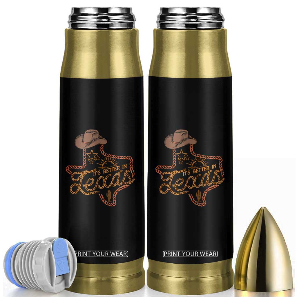 It's Better In Texas Retro Western Cowboy Bullet Tumbler TS09 Black Print Your Wear