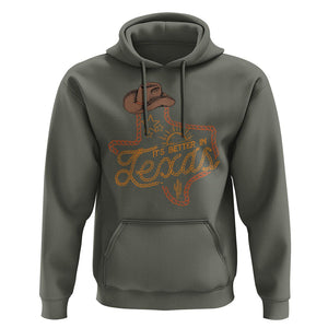 It's Better In Texas Retro Western Cowboy Hoodie TS09 Military Green Print Your Wear