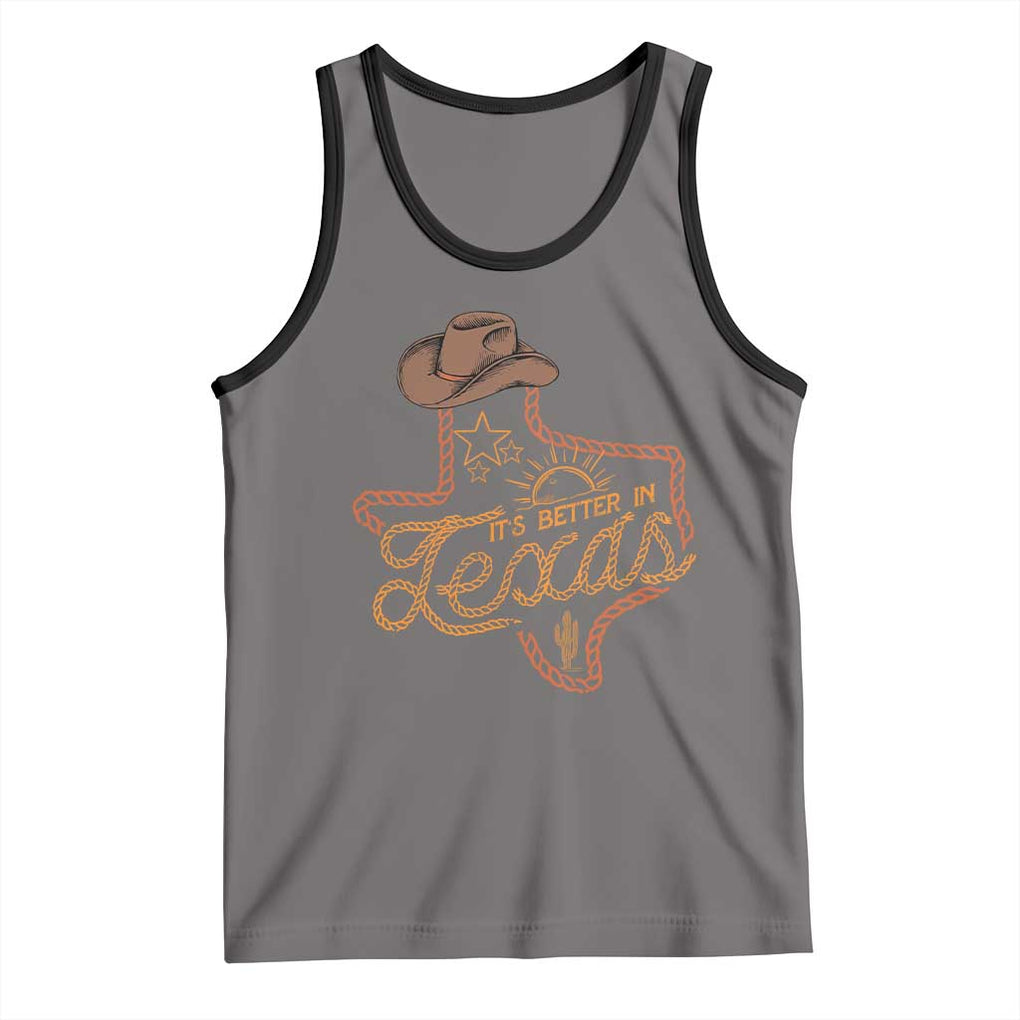 It's Better In Texas Retro Western Cowboy Tank Top TS09 Deep Heather Black Print Your Wear