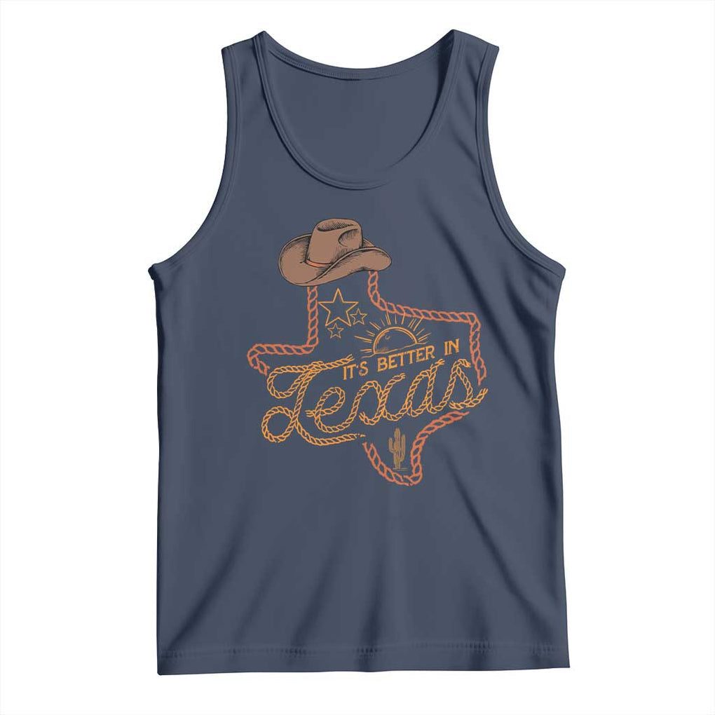 It's Better In Texas Retro Western Cowboy Tank Top TS09 Navy Print Your Wear
