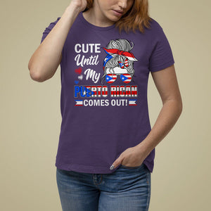 Cute Until My Puerto Rican Comes Out Messy Bun Women Girl T Shirt For Women TS09 Purple Print Your Wear