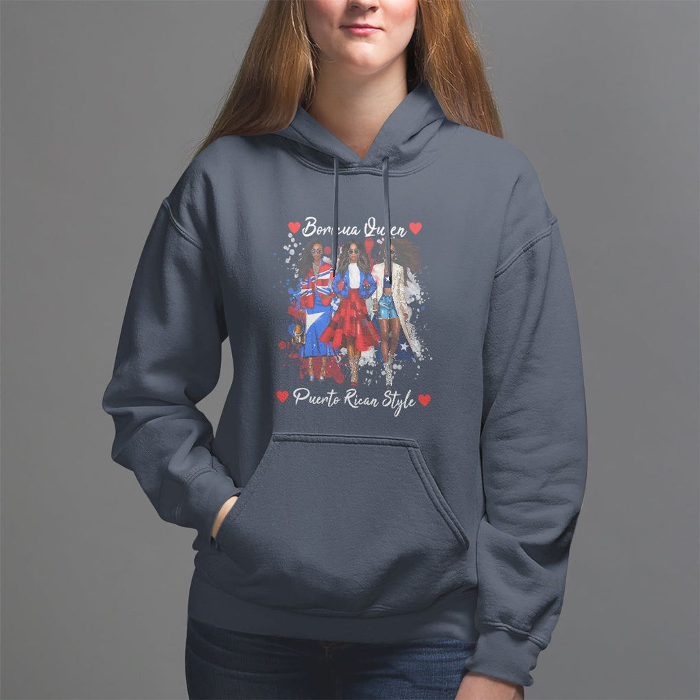 Puerto Rico Hoodie Puerto Rican Style Fashion Boricua Queen Women TS09 Navy Print Your Wear