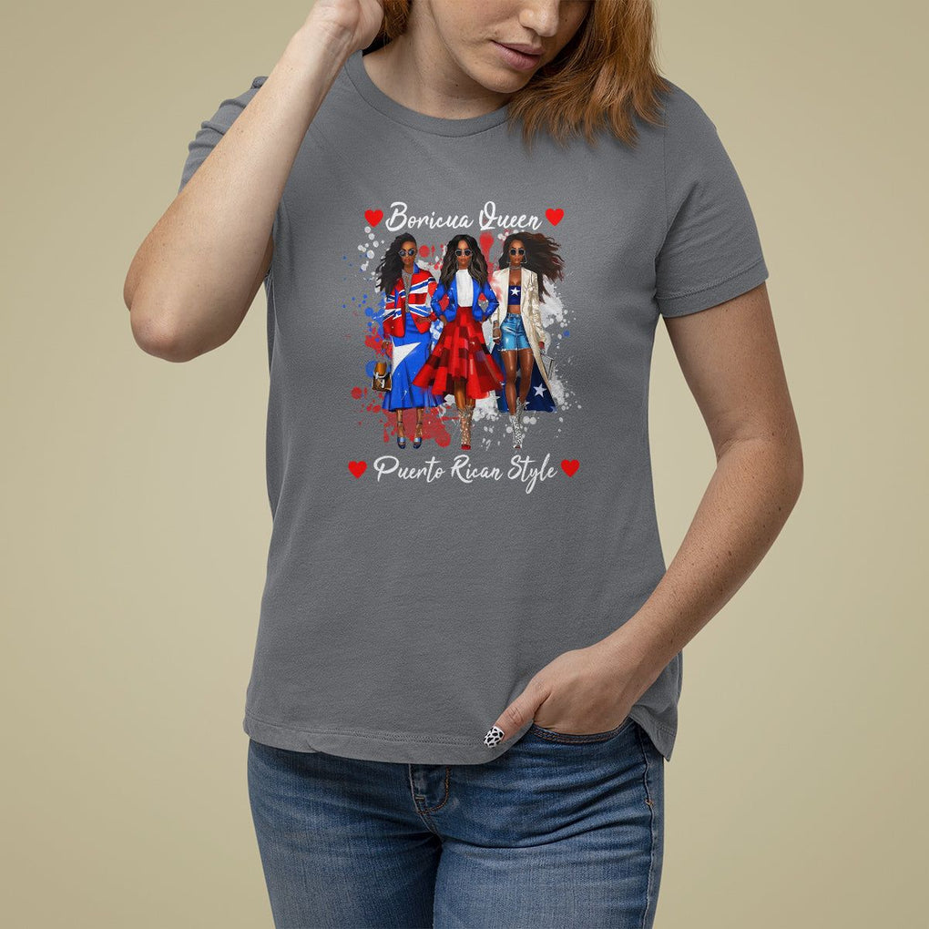 Puerto Rico T Shirt For Women Puerto Rican Style Fashion Boricua Queen Women TS09 Charcoal Print Your Wear