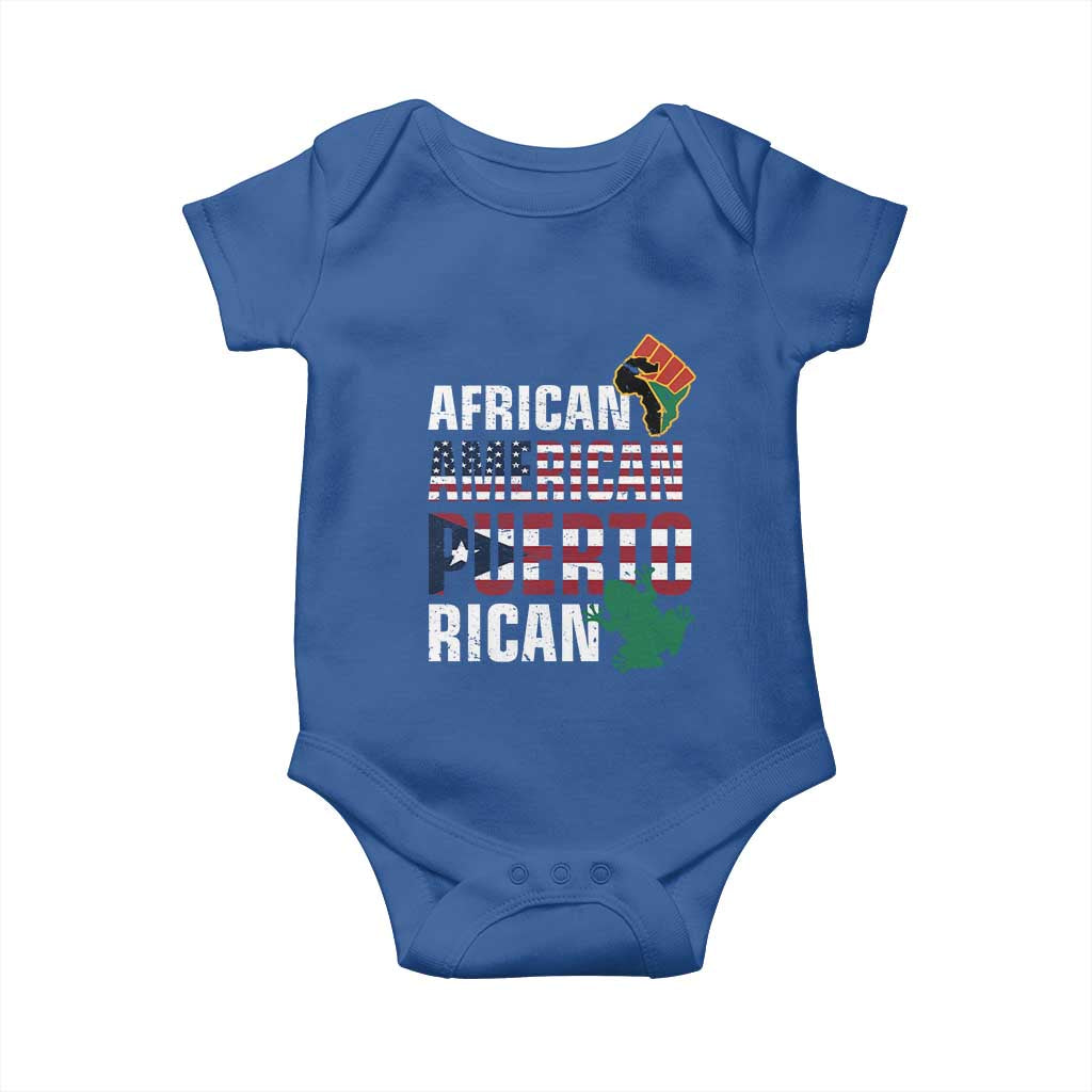 African American Puerto Rican Pride Baby Onesie TS09 Royal Blue Print Your Wear
