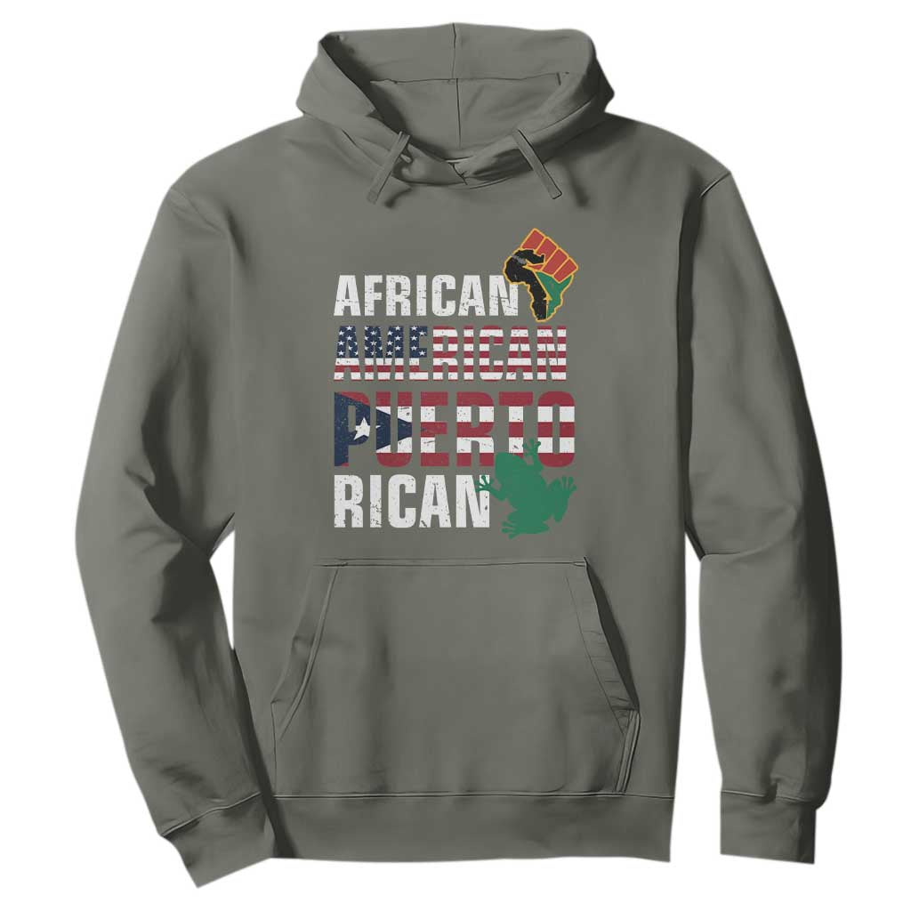 African American Puerto Rican Coqui Hoodie TS09 Military Green Print Your Wear