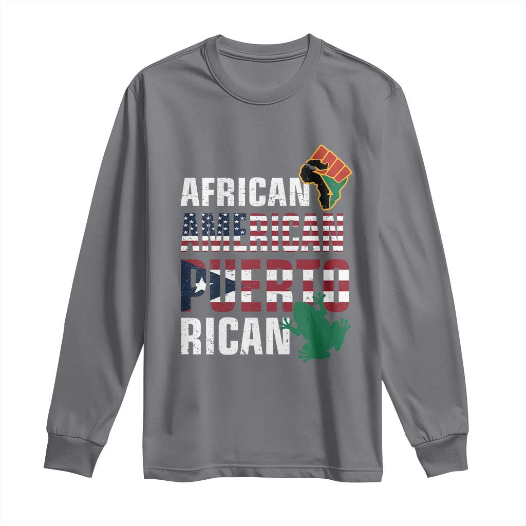 African American Puerto Rican Pride Long Sleeve Shirt TS09 Charcoal Print Your Wear