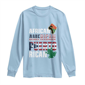 African American Puerto Rican Pride Long Sleeve Shirt TS09 Light Blue Print Your Wear