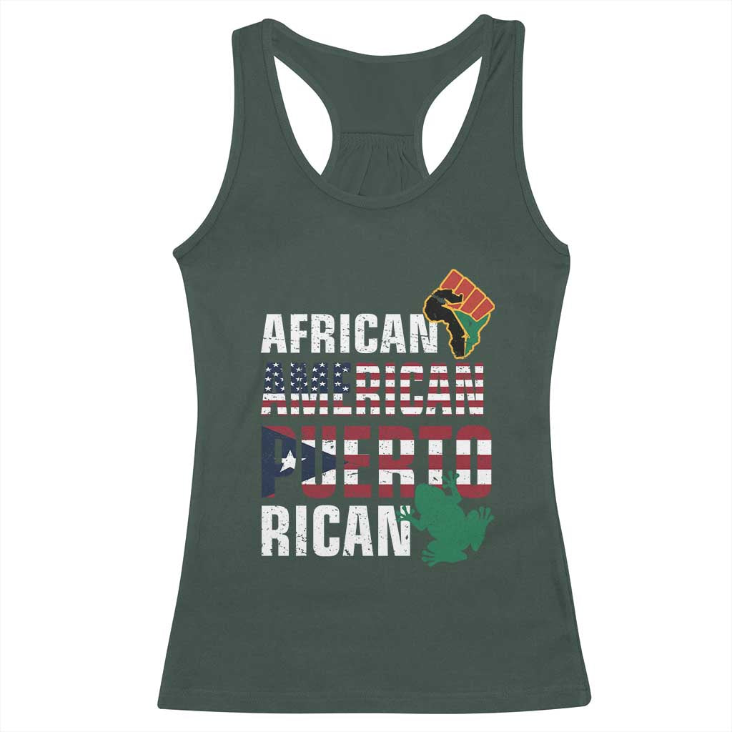 African American Puerto Rican Pride Racerback Tank Top TS09 Dark Forest Green Print Your Wear