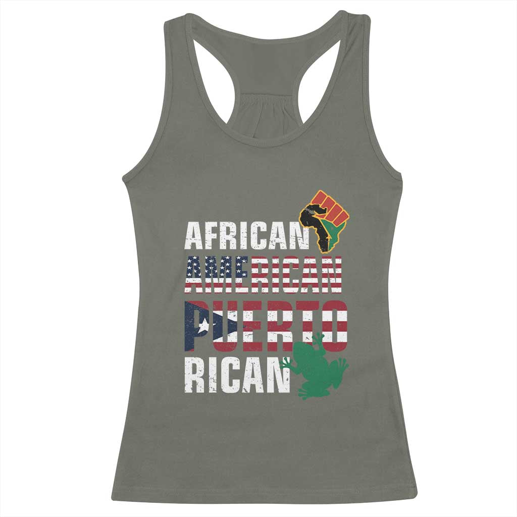 African American Puerto Rican Pride Racerback Tank Top TS09 Military Green Print Your Wear