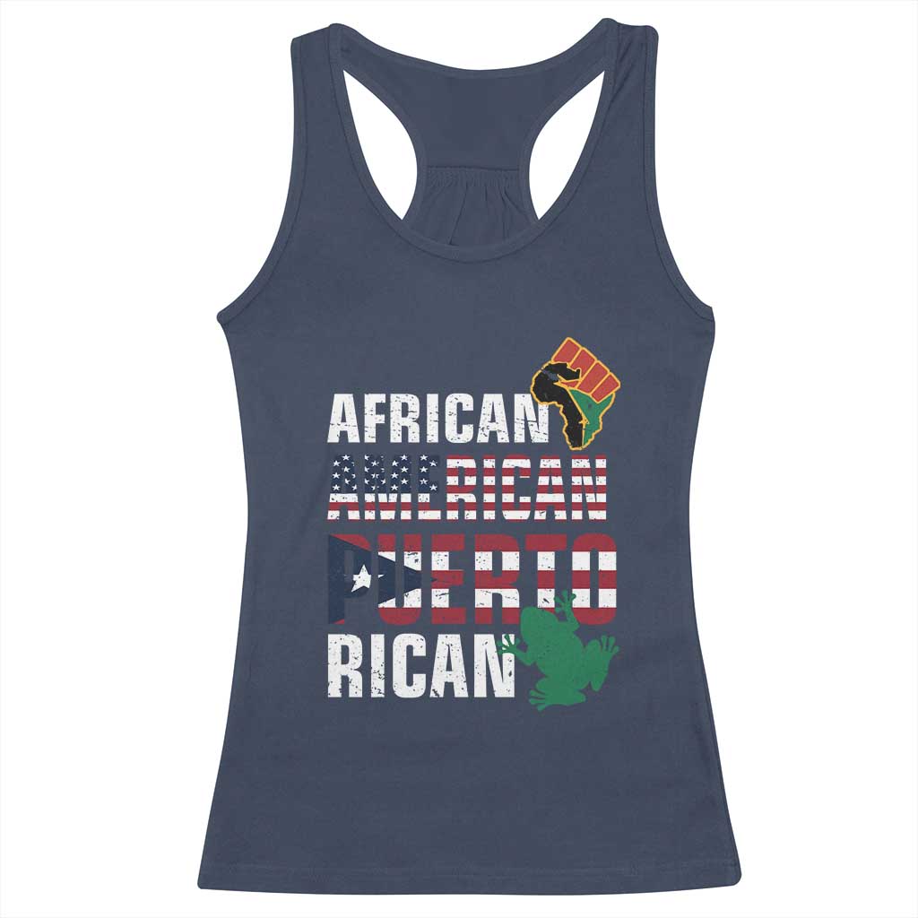 African American Puerto Rican Pride Racerback Tank Top TS09 Navy Print Your Wear