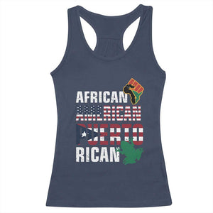 African American Puerto Rican Pride Racerback Tank Top TS09 Navy Print Your Wear
