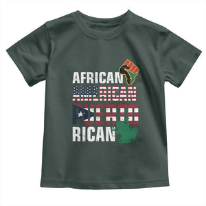 African American Puerto Rican Pride Toddler T Shirt TS09 Dark Forest Green Print Your Wear