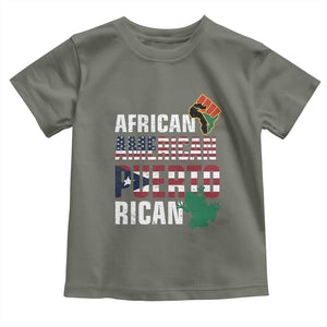 African American Puerto Rican Pride Toddler T Shirt TS09 Military Green Print Your Wear