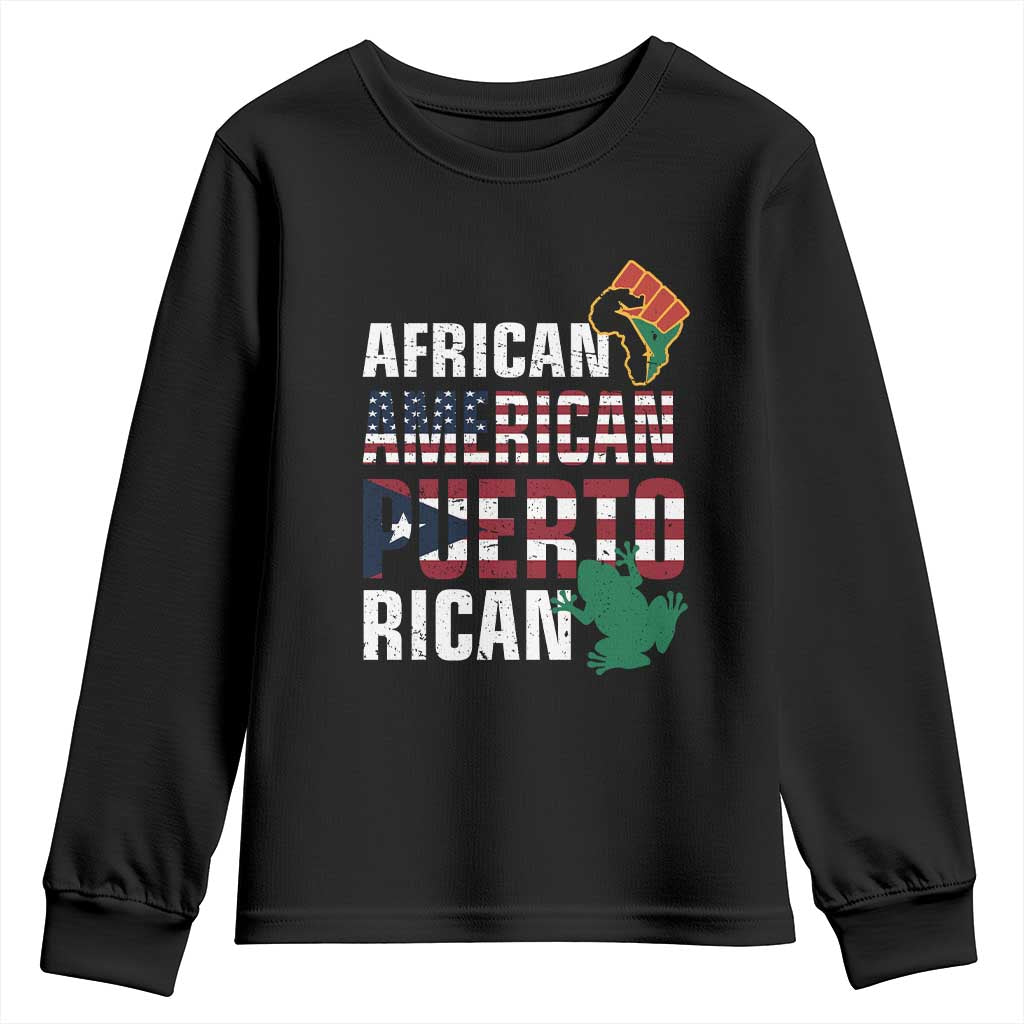 African American Puerto Rican Pride Youth Sweatshirt TS09 Black Print Your Wear