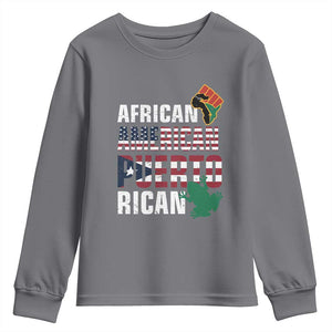 African American Puerto Rican Pride Youth Sweatshirt TS09 Charcoal Print Your Wear