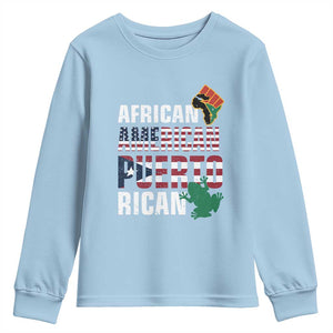 African American Puerto Rican Pride Youth Sweatshirt TS09 Light Blue Print Your Wear