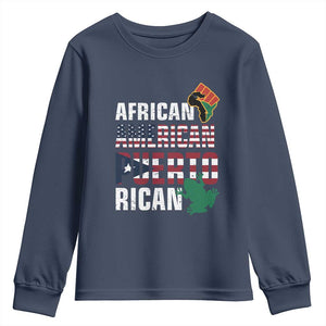 African American Puerto Rican Pride Youth Sweatshirt TS09 Navy Print Your Wear