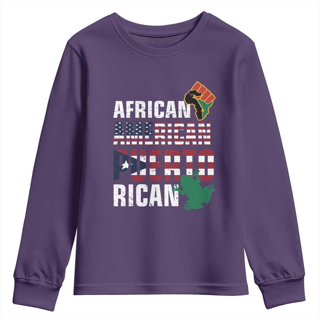 African American Puerto Rican Pride Youth Sweatshirt TS09 Purple Print Your Wear