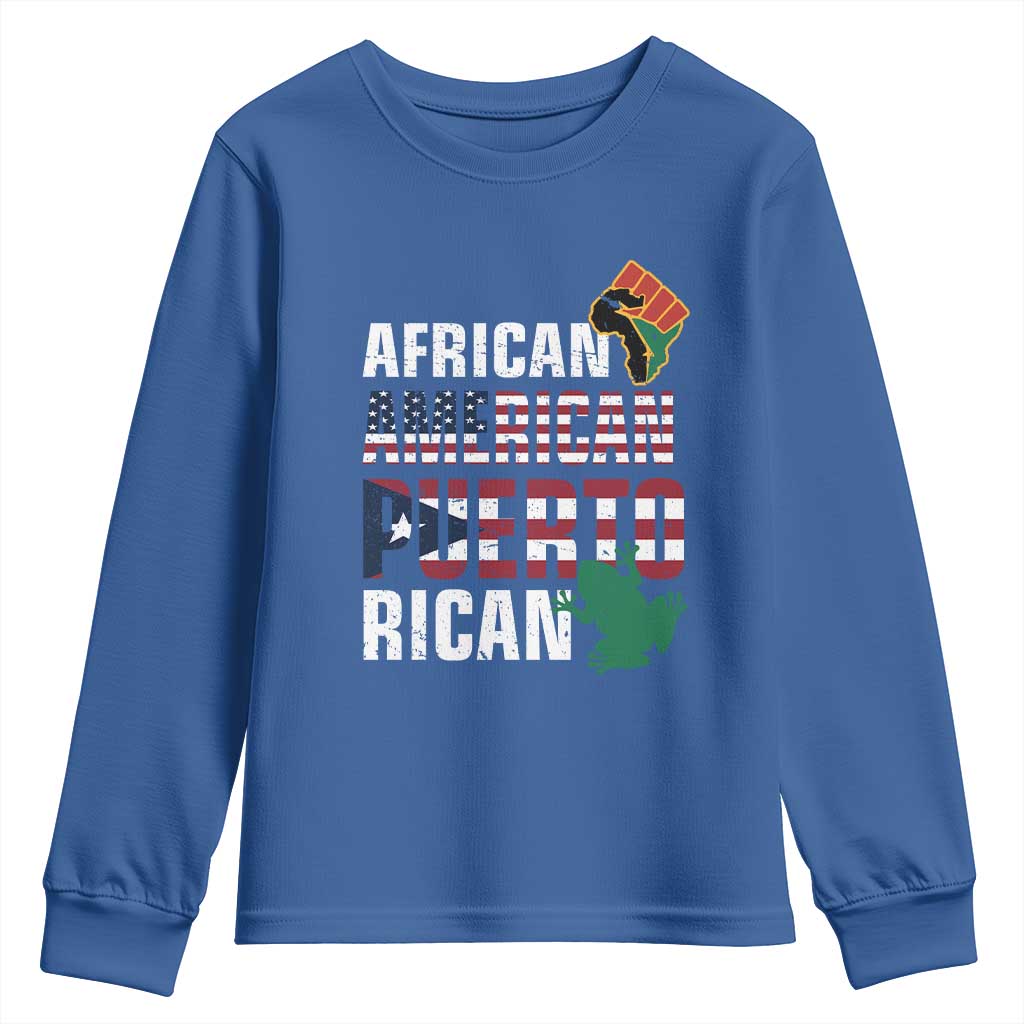 African American Puerto Rican Pride Youth Sweatshirt TS09 Royal Blue Print Your Wear