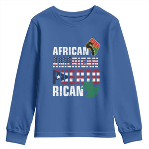 African American Puerto Rican Pride Youth Sweatshirt TS09 Royal Blue Print Your Wear