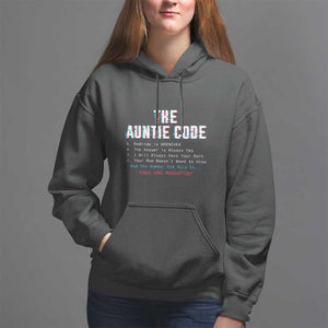 Funny Aunt Hoodie The Auntie Code Hugs Are Mandatory TS09 Black Print Your Wear