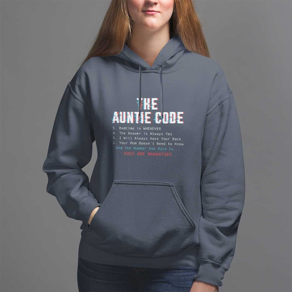 Funny Aunt Hoodie The Auntie Code Hugs Are Mandatory TS09 Navy Print Your Wear